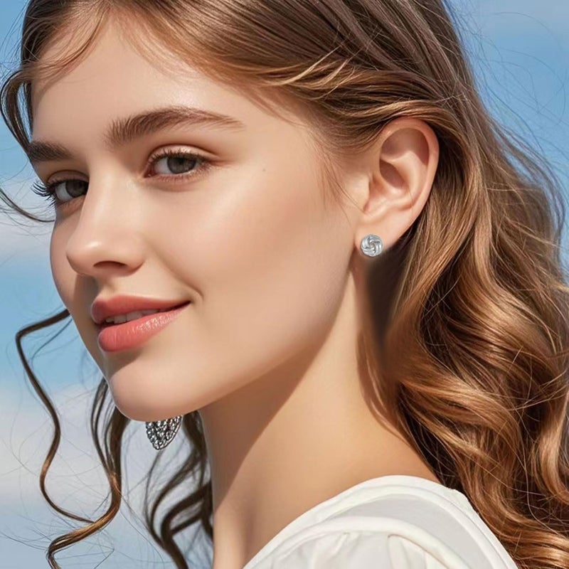 Spiritlele 14K Gold Plated Knot Earrings for Women Gold Silver Earrings Heart Link Drop Dangle Earring Chunky Golden Knotted Statement Jewelry - Image 2